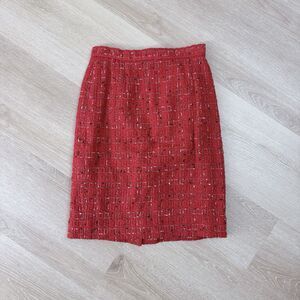 VTG Carlisle Red Tweed Skirt Sz 4 Fits Small XS 25" W 34" H Coquette Old Money